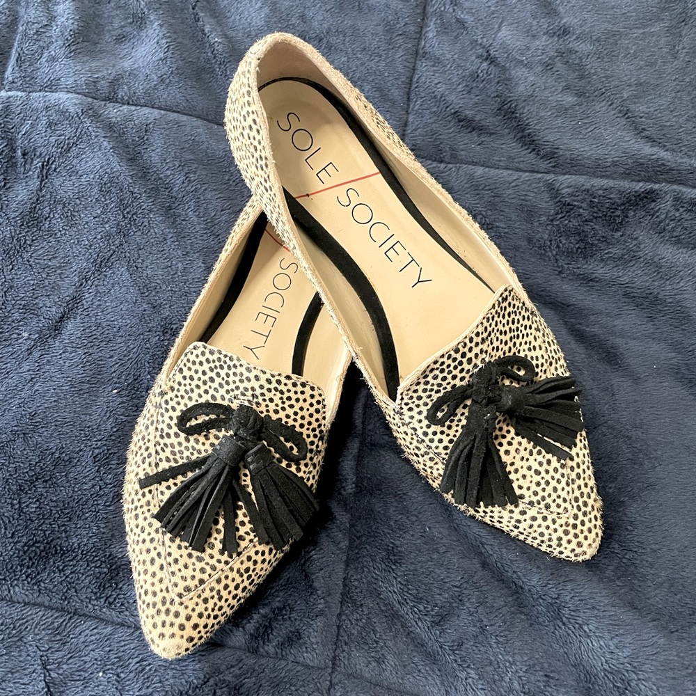 Sole Society Hadlee Leopard Loafers with Tassels